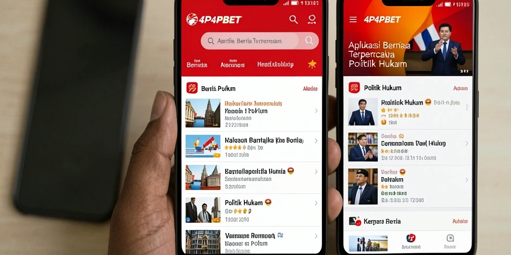 Antarmuka aplikasi 4P4PBET menampilkan berita politik dan hukum dengan jelas.