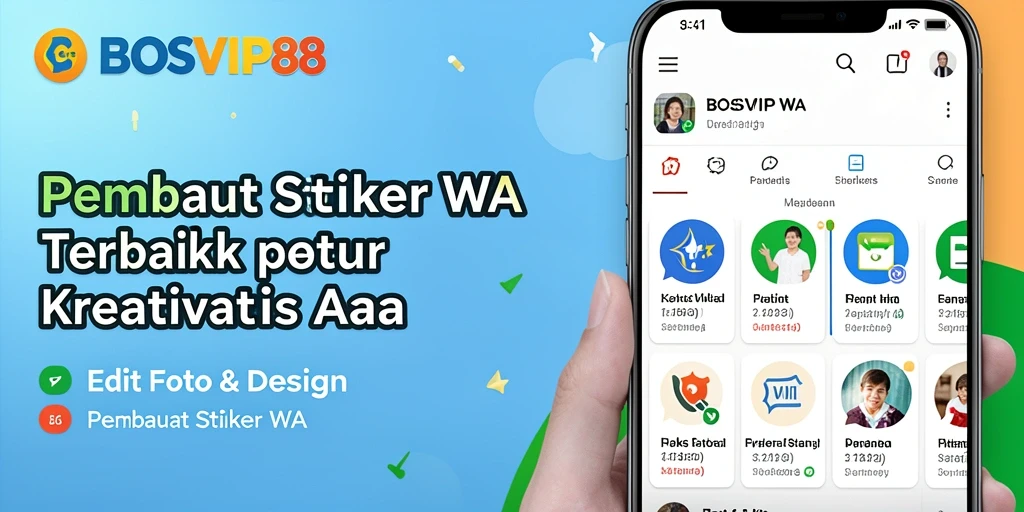 Tampilan antarmuka BOSVIP88 dengan fitur pembuat stiker yang mudah digunakan.