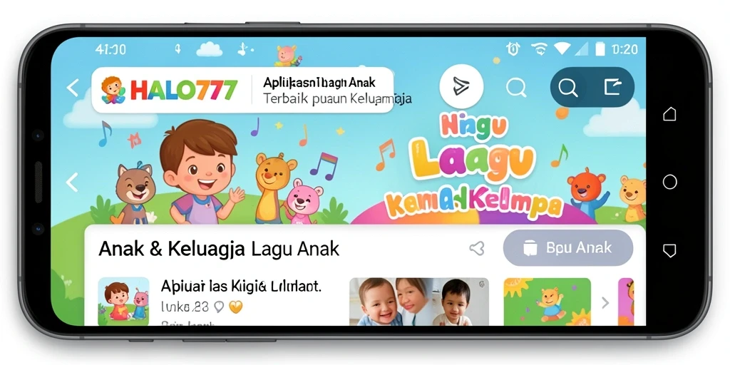 Tampilan antarmuka aplikasi HALO777 yang ceria dan ramah anak.