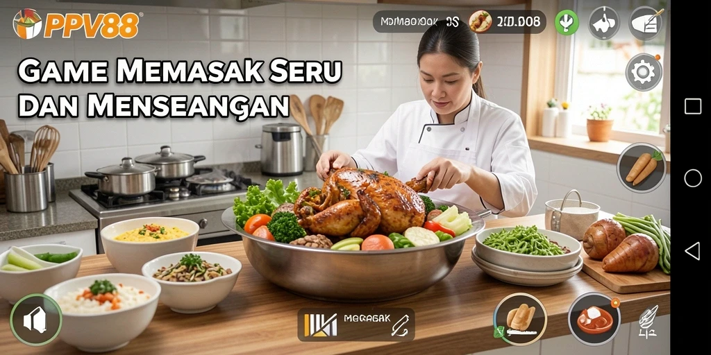 Tampilan menarik dari antarmuka bermain PPV88 yang berfokus pada memasak.