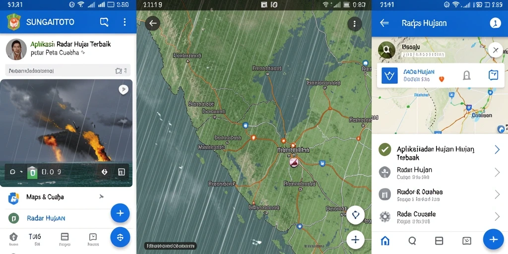 Antarmuka utama SUNGAITOTO menampilkan radar hujan yang informatif.