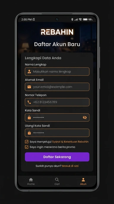 Panduan Buat Akun Baru Rebahin untuk Android